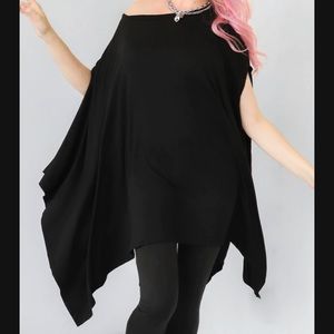FOXBLOOD Rhiannon Flowing Oversized Tunic Top Black Goth